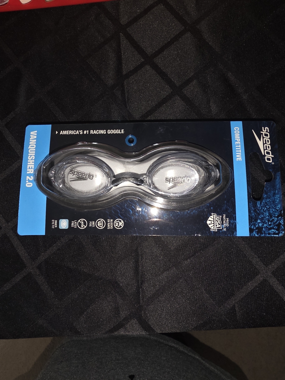 Speedo Clear Lens Racing Swim Goggles with Black Strap Accents